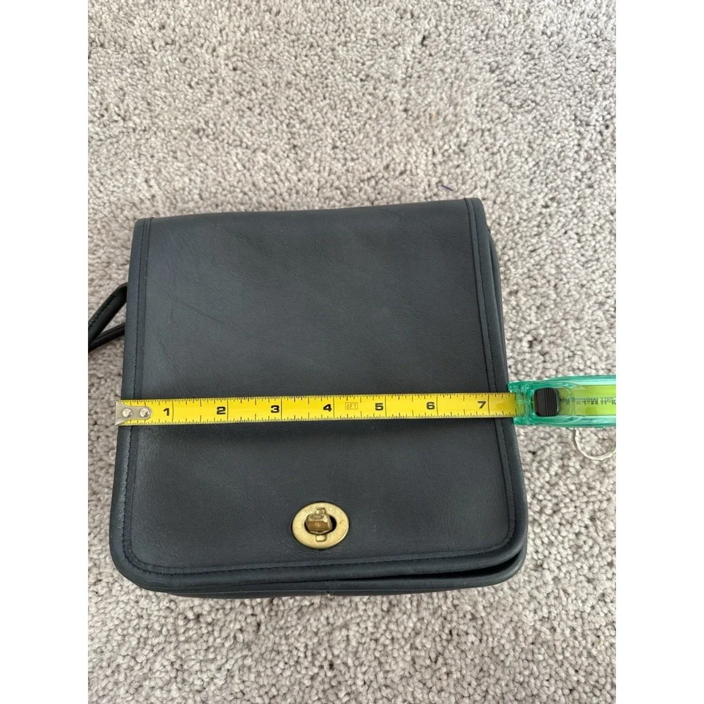 COACH Vintage Bonnie Cashin USA Compact Pouch Crossbody Bag Black Leather Square